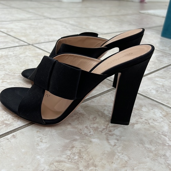 NEW Gianvitto Rossi BLACK Bow Mule Heeled Sandals - Picture 15 of 16